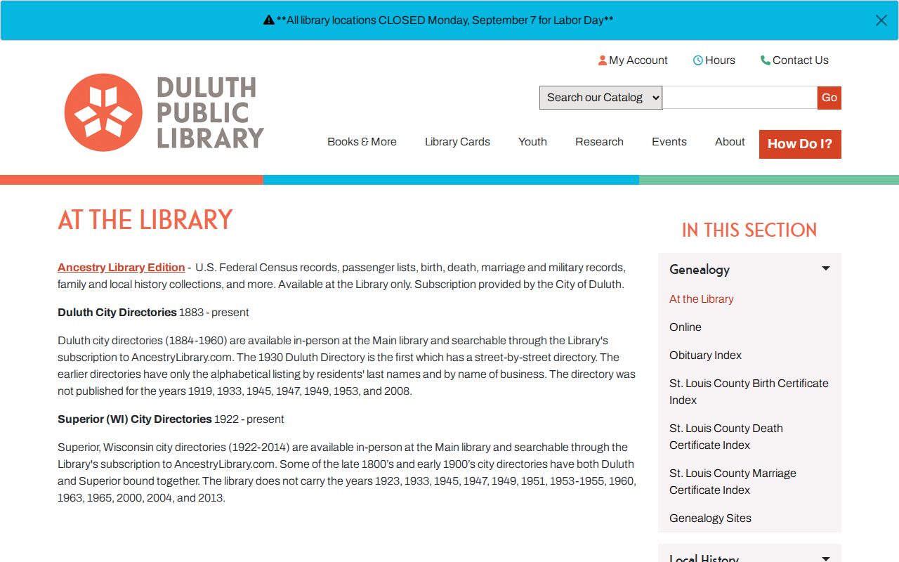 Duluth City Directory holdings at Duluth Public Library