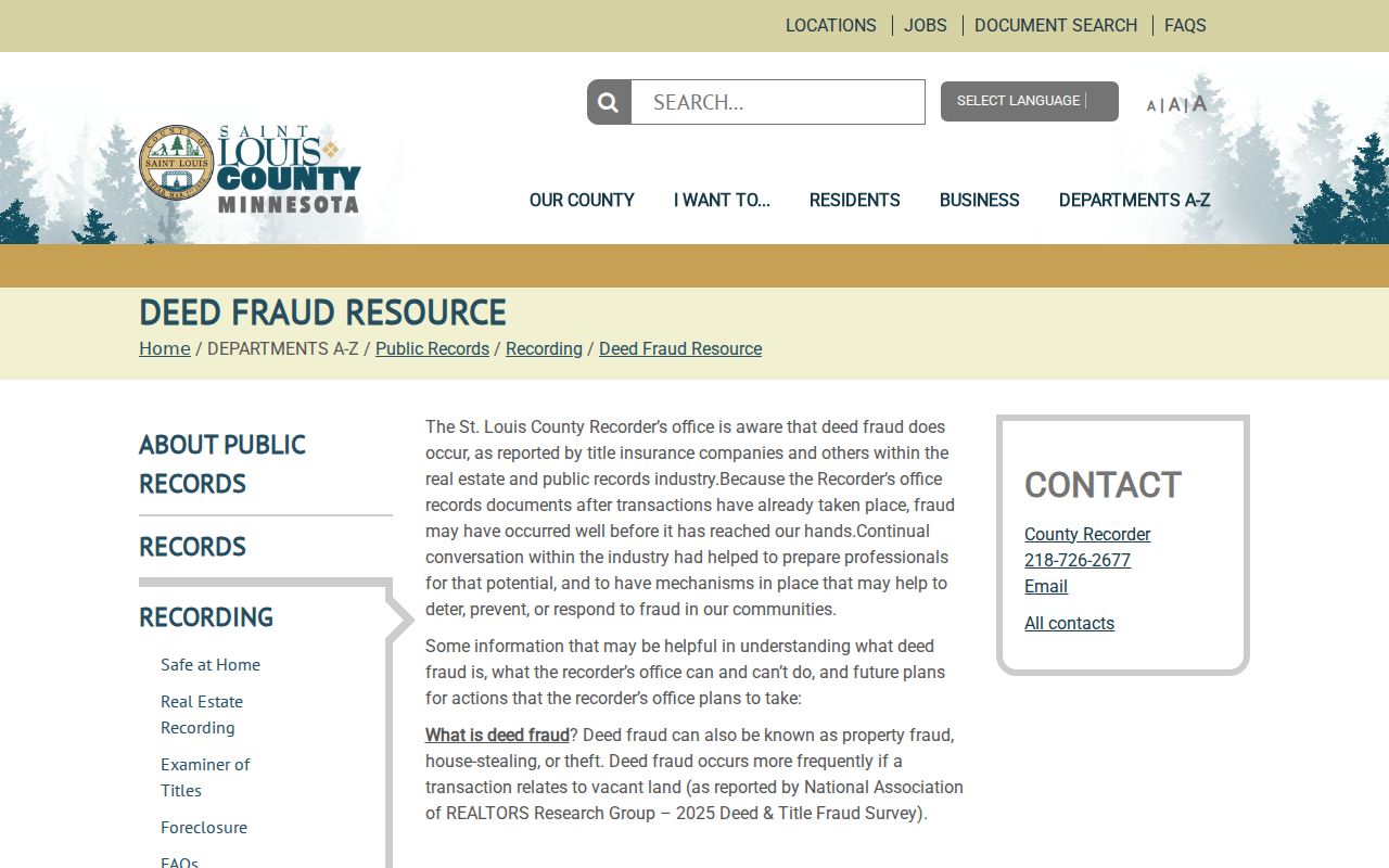 Duluth residents directory St. Louis County deed fraud resource