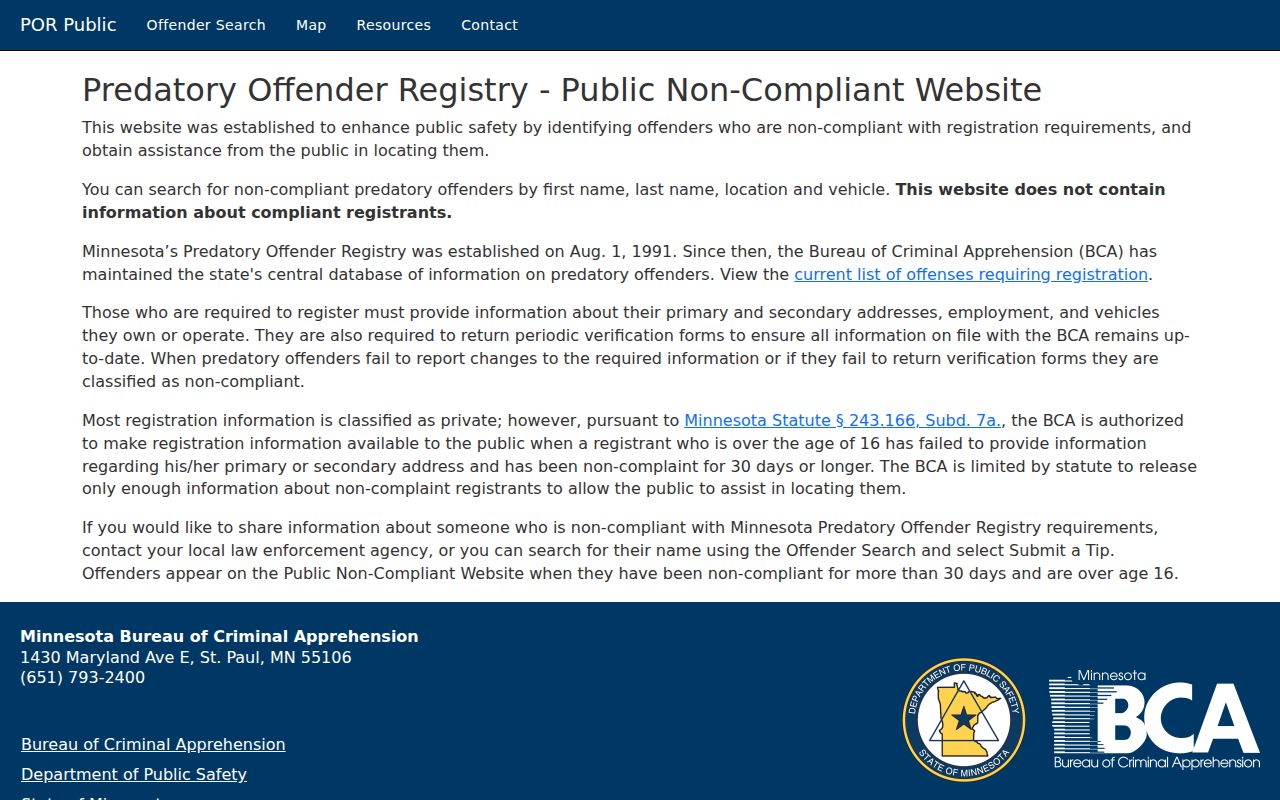 Duluth resident lookup Minnesota predatory offender public registry screen