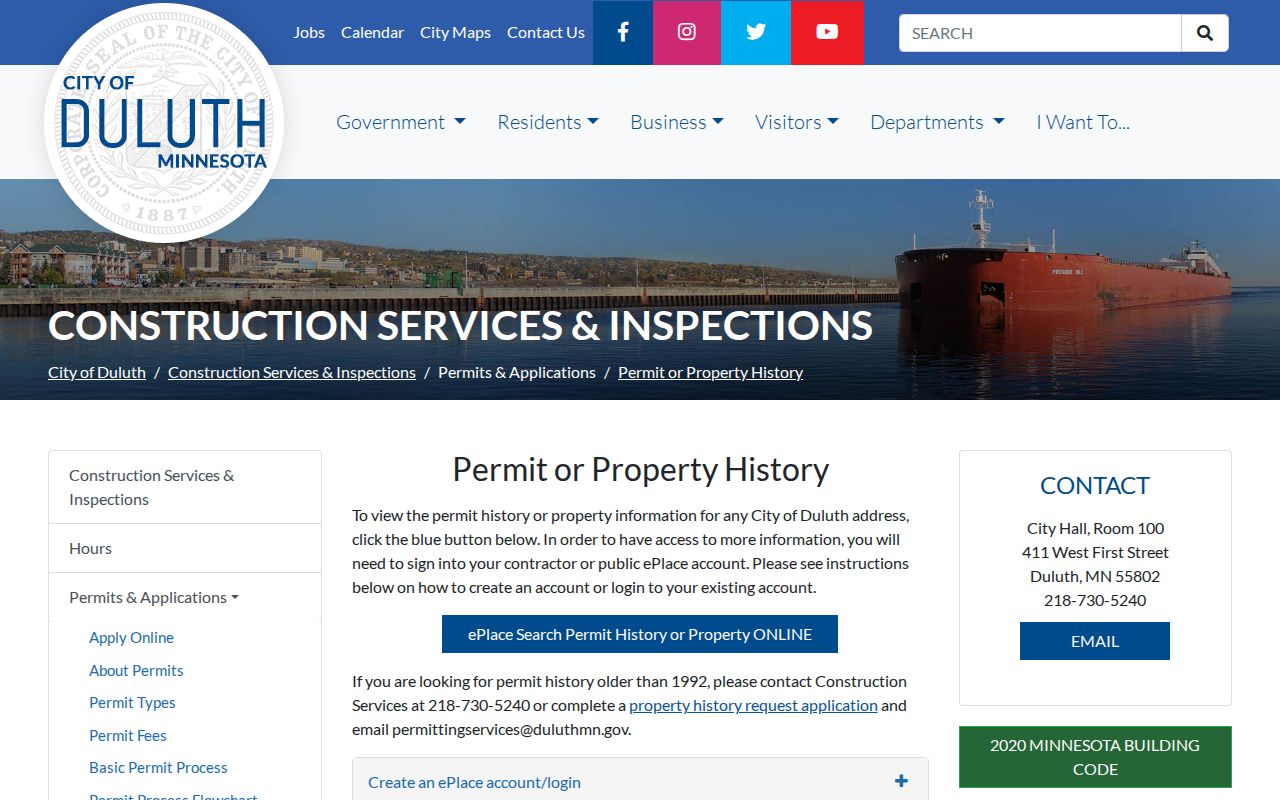 Duluth Street Directory permit and property history access